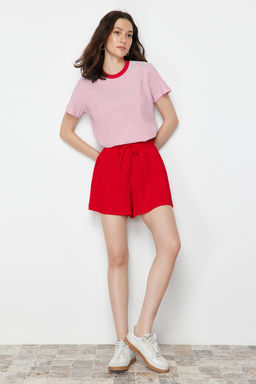 TRENDYOLMILLA Siyah Rahat Kesim Normal Bel Burumcuk/Dokulu Orme Sort TWOSS22SR0212