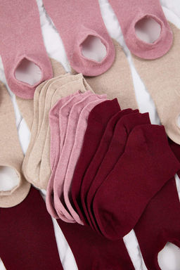 Bordo-Cok Renkli 12li Paket Soket Boy Orme Corap TEDAW25CO00002