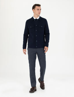 Lacivert Ekstra Slim Fit _izgili Kuma_ Pantolon