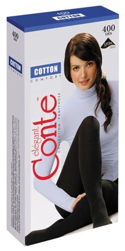 Колготки Conte Elegant Cotton 400 хлопок черные