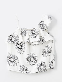 ?i?ekli K?z ?ocuk Crop Bluz