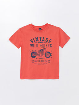 Bisiklet Yaka Bask?l? K?sa Kollu Erkek ?ocuk Ti??rt