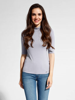 CONTE Топ в рубчик из вискозы премиального качества LD 1031 lilac grey