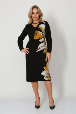 ЗЛАТА Платье В 2363/ черно-горчичный