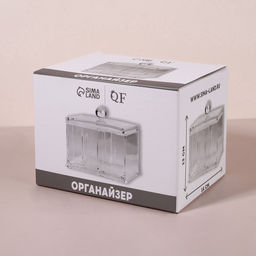 Органайзер для ватных палочек и дисков, 4 секции, 13×14×11 см, прозрачный