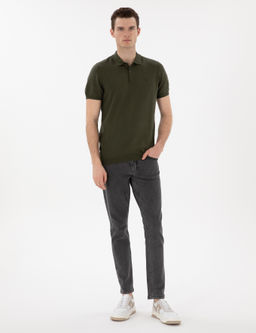 Haki Slim Fit D__meli Polo Yaka Triko Ti__rt - Pierre cardin фото 4