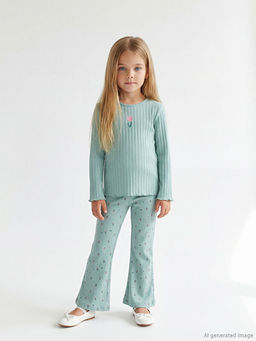 Bisiklet Yaka Nak??l? K?z ?ocuk Ti??rt ve Tayt