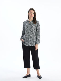 Ba?lamal? Yaka Desenli Kad?n Bluz