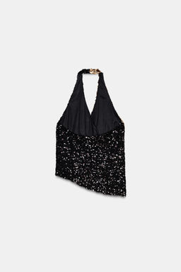 HALTER TOP WITH COMBINED SEQUINS - Zara фото 9