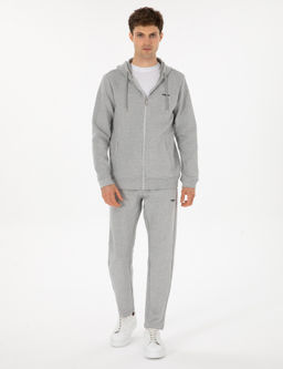 Gri Melanj Regular Fit Pamuk Kar___ml_ Tam Fermuarl_ Sweatshirt - Cacharel фото 4