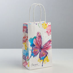 Пакет подарочный крафт Счастье ждёт тебя, 12 21 9 см