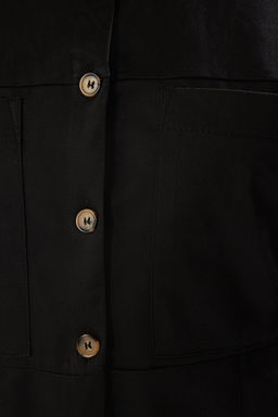 TRENDYOLMILLA Siyah Pamuk Saten Mini Dokuma Gomlek Elbise TWOSS25EL00129  фото 6