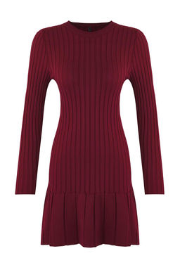 Bordo Mini Pileli Triko Elbise TWOAW24EL00013