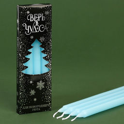 Набор свечей новогодних «Верь в чудеса», 4 шт., голубые, 15×1×1 см