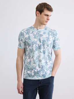 Bisiklet Yaka Desenli Penye Erkek Ti??rt