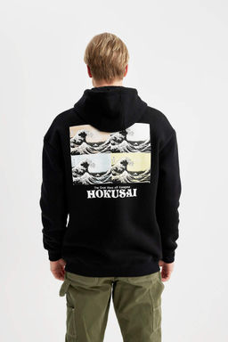 Толстовка свободного кроя с капюшоном Art Hokusai - Defacto фото 7