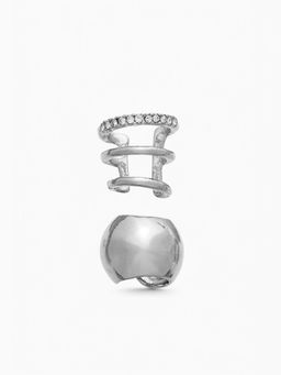 Серьги каффы, набор 2 шт. объёмные, цвет серебро