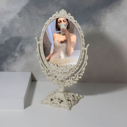 Зеркало декоративное, двустороннее, настольное, 19.5×33.5 см, (13.5×18.5 см), бежевое