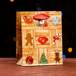 Цена за 12 шт. Пакет ламинированный Новогодний пазл 11,5 х 14,5 х 6 см