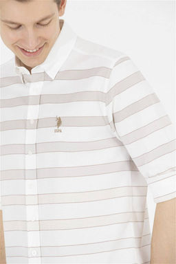 Мужская белая рубашка в каменную полоску - U.s. polo assn фото 7