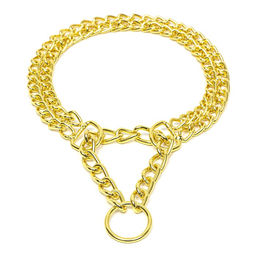 Ошейник - полуудавка металлический двухрядный, 50 см, толщина проволоки 2,5 мм, золотистый - Пижон фото 3