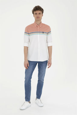 Мужская рубашка с длинным рукавом кирпичного цвета Неожиданная скидка в корзине - U.s. polo assn фото 4