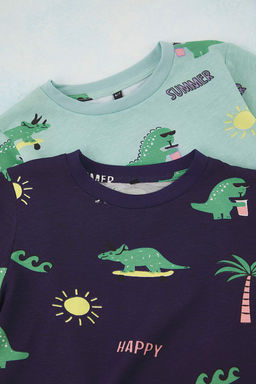 Ekru 4lu Erkek Cocuk Animal Bask?l? Orme Pijama Tak?m? TKDSS25AU00116 - Trendyolmilla фото 6