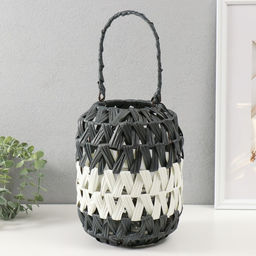 Подсвечник - фонарь на 1 свечу «Зигзаг», пластик, чёрно-белый, 11×20×27 см