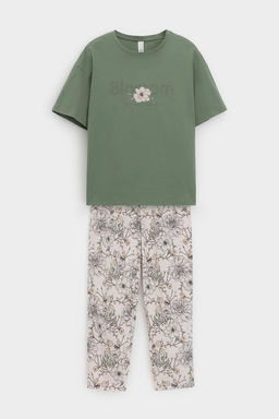 Е 20053/24/папоротник,крупные цветы пижама жен