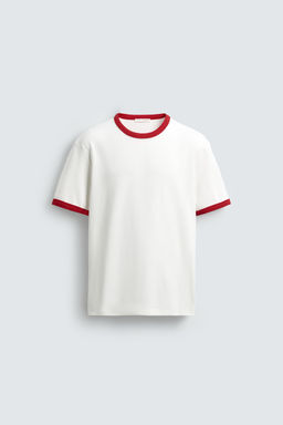 CAMISETA RIB CONTRASTE B?SICA / Blanco / Rojo - Zara фото 7