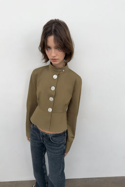 CAMISA POPEL?N BOTONES / Khaki oscuro - Zara фото 3