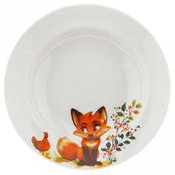 Тарелка глубокая фарфоровая "Лисичка" д200мм, 250мл, h40мм, гладкий край (Россия)