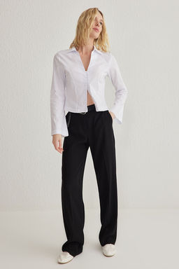 TRENDYOLMILLA Beyaz Kanca Detayl? Regular Normal Beden Dokuma Gomlek TWOSS25GO00046  фото 3