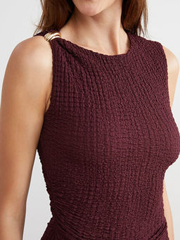 Bisiklet Yaka B?zg?l? Bodycon Elbise