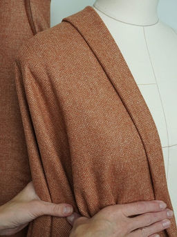 Шерсть пальтово-костюмная Твид Мелкая елочка цв.терракотово-бежевый, ш.1.5м, шерсть-40%, п/э-60% - Купава фото 6