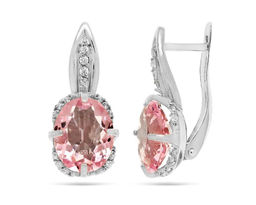 Серьги из серебра морганит выращ., СПН4-2-225