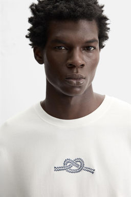 T-SHIRT WITH COMBINED EMBROIDERY - Zara фото 5