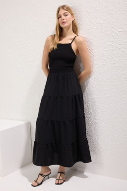 TRENDYOLMILLA Haki Duz Etegi Belden Ac?lan Gipeli Maxi Dokuma Elbise TWOSS25EL00586 фото 2