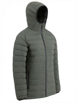 Куртка женская гибридная стёганая с капюшоном с графеновой подкладкой цвета хаки 9622_1Kh