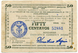 Банкнота 50 сентаво 1944 года Филиппины (Минданао, Администрация США)
