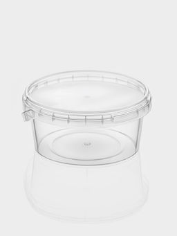 Цена за 225 шт. Ведро одноразовое с крышкой, 500 мл, d=12.2 см, h=6 см, пластик, прозрачное