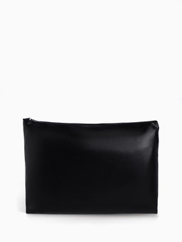 Косметичка на молнии, плоская, средний размер, однотонная, чёрная