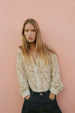 SHIRT WITH CUTWORK EMBROIDERY - Zara фото 11