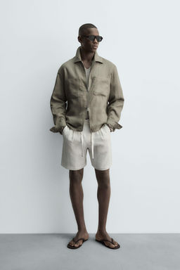 SOBRECAMISA 100% LINO CREMALLERA / Beige claro