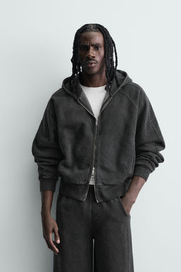 SUDADERA CROPPED FIT  CAPUCHA / Antracita oscuro - Zara фото 2