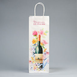 Цена за 20 шт. Пакет под бутылку Прекрасного настроения, белый крафт, 13 х 36 х 10 - Доступные радости фото 2