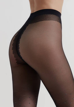 Колготки фантазийные CONTE Колготки с рисунком ромбы и горошком из люрекса LUSSO nero - Conte elegant фото 6