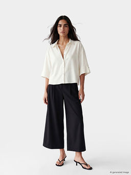 Keten Kar???ml? Oversize Kad?n G?mlek