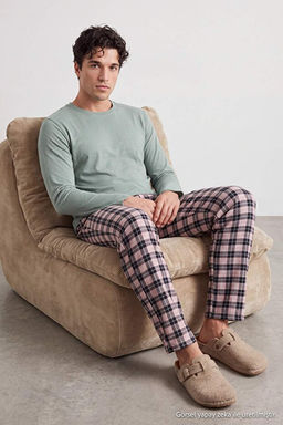 Ye_il Regular Fit Ekose Desenli _rme Pijama Tak_m_ TMNAW27PT00008