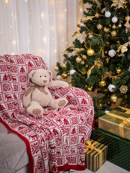 07101 Плед трикотажный (красный)